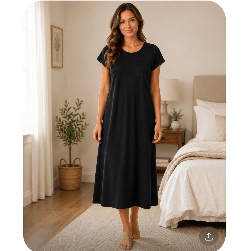 State of‎ Day Intimates T-Shirt Nightgown Sleep Gown Pajamas Black XS